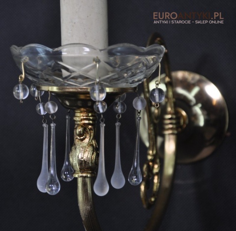 STARE ZLOTE KINKIETY Z MOSIADZU SZKLANE WISIORY x