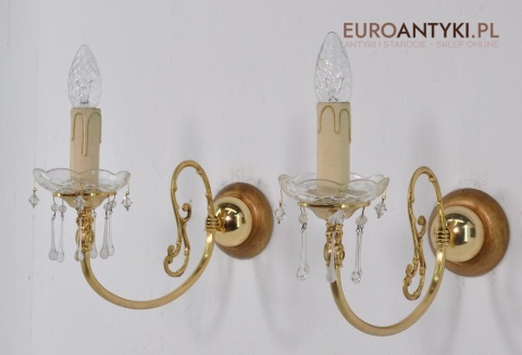 STARE ZLOTE KINKIETY Z MOSIADZU SZKLANE WISIORY x