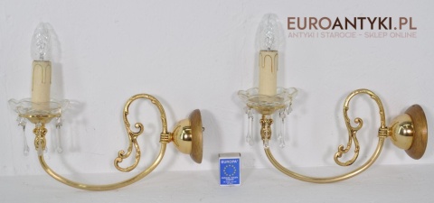 STARE ZLOTE KINKIETY Z MOSIADZU SZKLANE WISIORY x