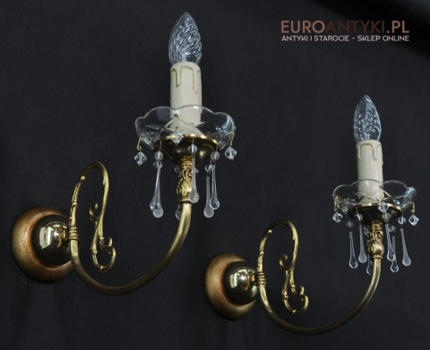 STARE ZLOTE KINKIETY Z MOSIADZU SZKLANE WISIORY x