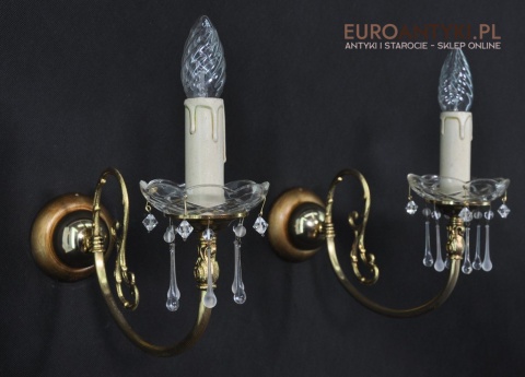 STARE ZLOTE KINKIETY Z MOSIADZU SZKLANE WISIORY x