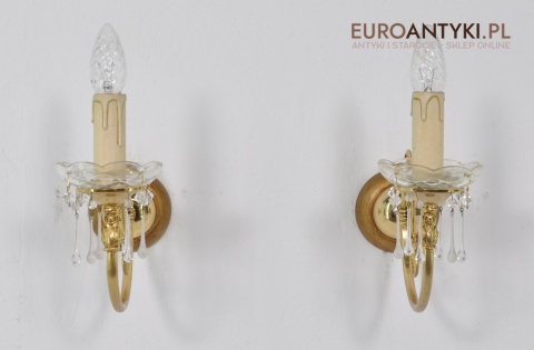 STARE ZLOTE KINKIETY Z MOSIADZU SZKLANE WISIORY x