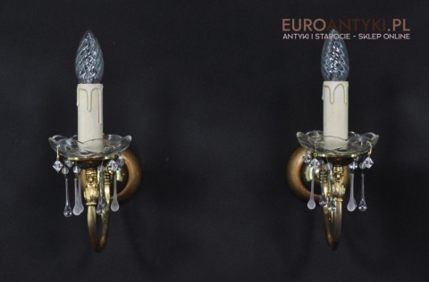 STARE ZLOTE KINKIETY Z MOSIADZU SZKLANE WISIORY x