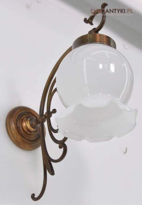 STARY DUZY KINKIET LAMPKA LAMPA Z BIALYM KLOSZEM