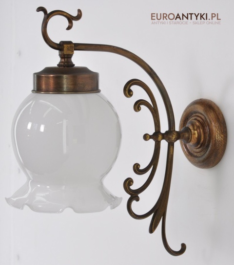 STARY DUZY KINKIET LAMPKA LAMPA Z BIALYM KLOSZEM