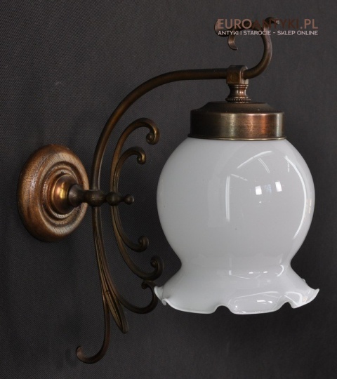 STARY DUZY KINKIET LAMPKA LAMPA Z BIALYM KLOSZEM