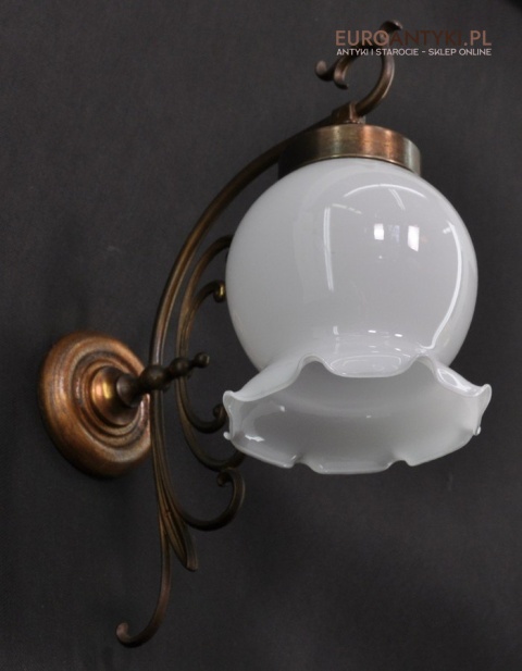 STARY DUZY KINKIET LAMPKA LAMPA Z BIALYM KLOSZEM