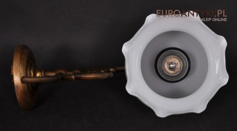 STARY DUZY KINKIET LAMPKA LAMPA Z BIALYM KLOSZEM