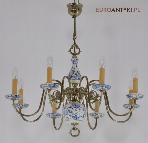 STARY DUŻY ŻYRANDOL SALONOWY NIEBIESKI PROWANSJA