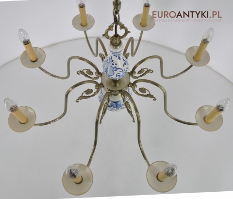 STARY DUŻY ŻYRANDOL SALONOWY NIEBIESKI PROWANSJA