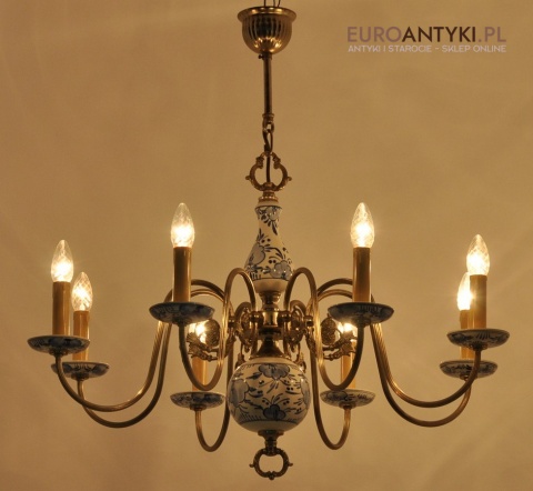 STARY DUŻY ŻYRANDOL SALONOWY NIEBIESKI PROWANSJA