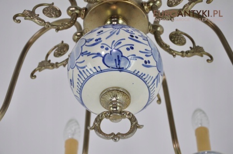 STARY DUŻY ŻYRANDOL SALONOWY NIEBIESKI PROWANSJA