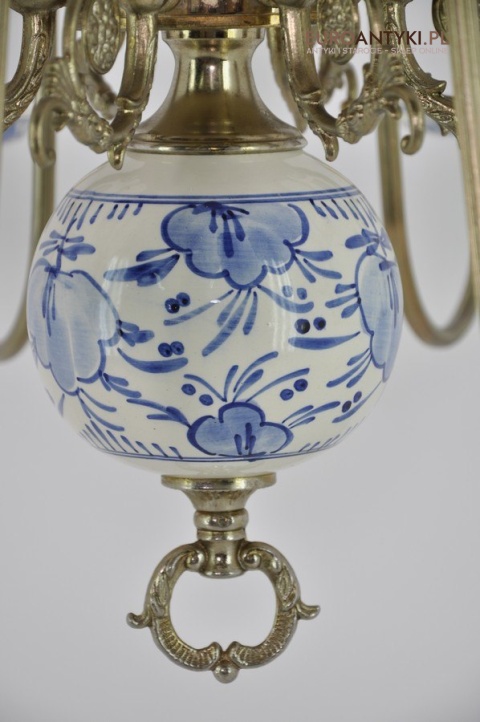 STARY DUŻY ŻYRANDOL SALONOWY NIEBIESKI PROWANSJA