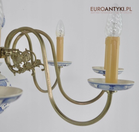 STARY DUŻY ŻYRANDOL SALONOWY NIEBIESKI PROWANSJA