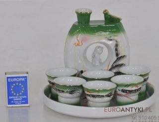 STARY JAPONSKI PORCELANOWY ZESTAW DO SAKE JAPAN