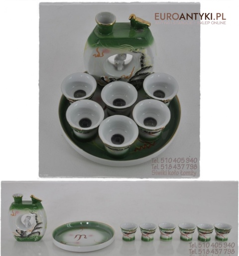 STARY JAPONSKI PORCELANOWY ZESTAW DO SAKE JAPAN