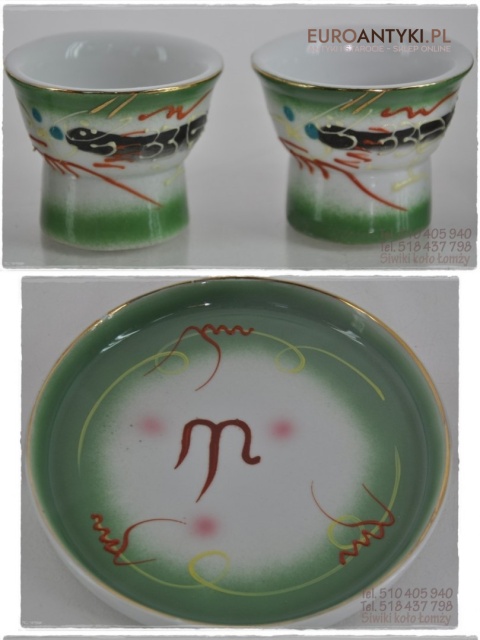STARY JAPONSKI PORCELANOWY ZESTAW DO SAKE JAPAN
