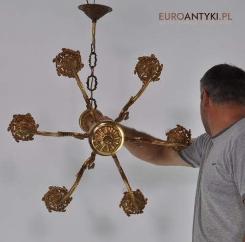 STARY MOSIEZNY ZYRANDOL MOSIEZNA LAMPA SUFITOWA