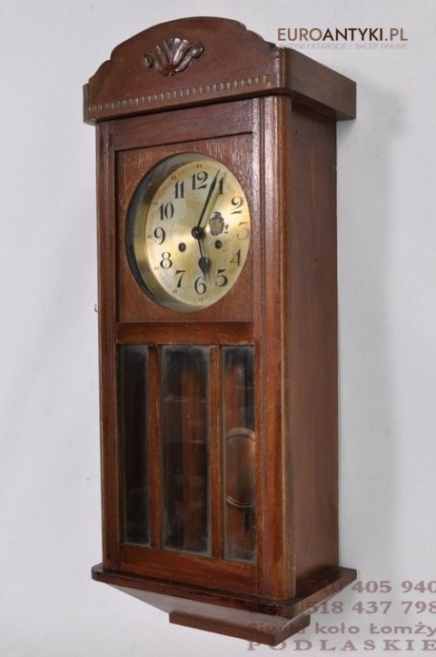 STARY SPRAWNY ZEGAR SKRZYNIOWY NA ŚCIANE ANTYK