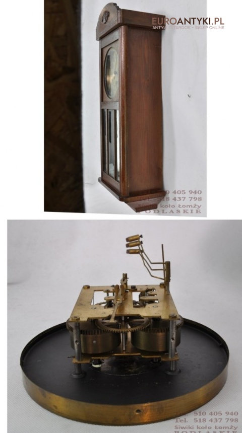 STARY SPRAWNY ZEGAR SKRZYNIOWY NA ŚCIANE ANTYK