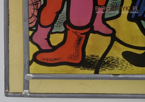 STARY SZYLD WITRAŻ Z FRANCJI SCENA ZABAWY KARCZMA