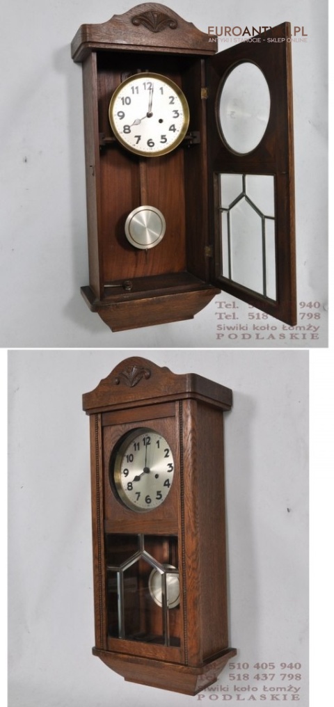 STARY ZEGAR ART DECO ANTYK GONG WAHADLO KLUCZYK