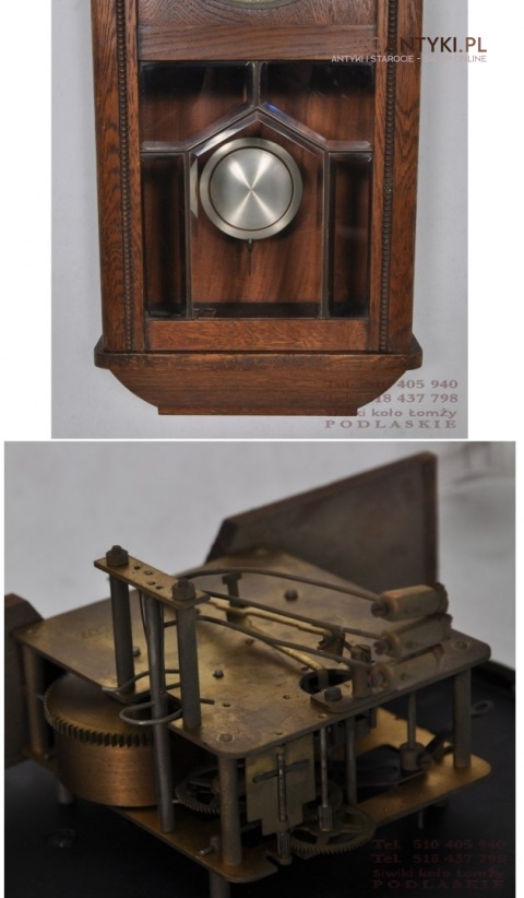 STARY ZEGAR ART DECO ANTYK GONG WAHADLO KLUCZYK