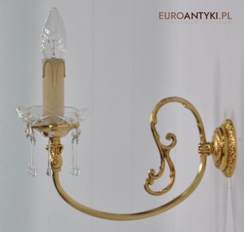 STARY ZLOTY KINKIET Z MOSIADZU SZKLANE WISIORY x