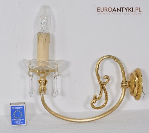 STARY ZLOTY KINKIET Z MOSIADZU SZKLANE WISIORY x