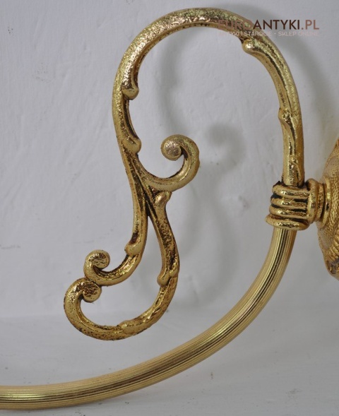 STARY ZLOTY KINKIET Z MOSIADZU SZKLANE WISIORY x