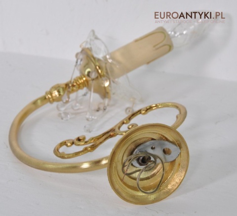 STARY ZLOTY KINKIET Z MOSIADZU SZKLANE WISIORY x