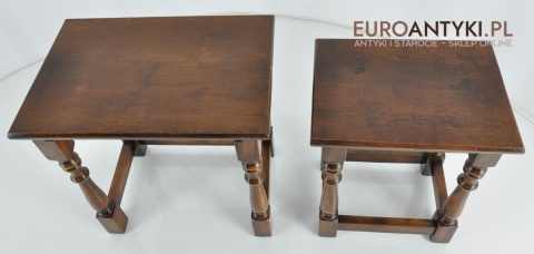 2 DREWNIANE STOLICZKI WSUWANE STOLIKI Z LITEGO DREWNA DĘBOWE