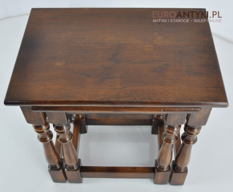 2 DREWNIANE STOLICZKI WSUWANE STOLIKI Z LITEGO DREWNA DĘBOWE