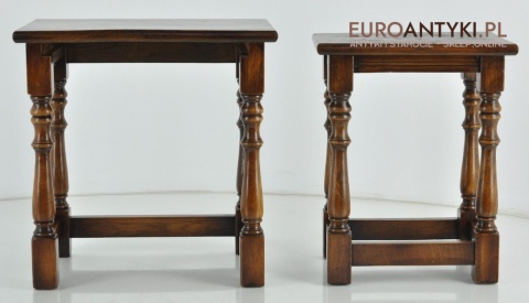 2 DREWNIANE STOLICZKI WSUWANE STOLIKI Z LITEGO DREWNA DĘBOWE