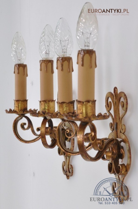 ANTYKI STARE KINKIETY 100 LETNIE KUTE LAMPKI Z KUTEGO METALU