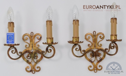 ANTYKI STARE KINKIETY 100 LETNIE KUTE LAMPKI Z KUTEGO METALU