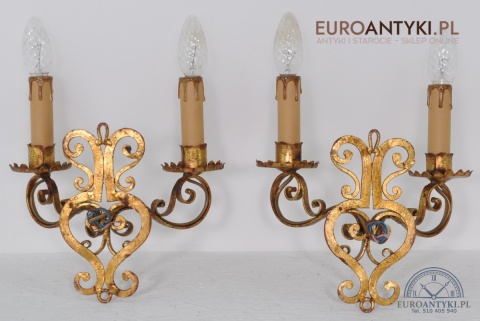 ANTYKI STARE KINKIETY 100 LETNIE KUTE LAMPKI Z KUTEGO METALU