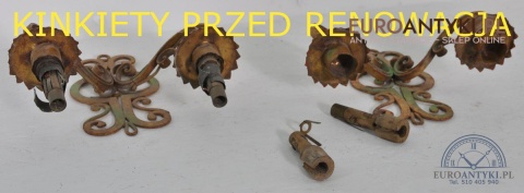 ANTYKI STARE KINKIETY 100 LETNIE KUTE LAMPKI Z KUTEGO METALU