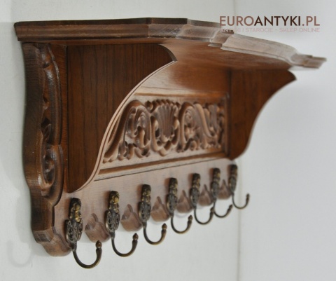 DREWNIANY RZEZBIONY WIESZAK WIESZAKI GARDEROBA