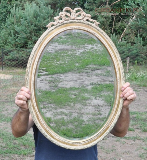 LUSTRO SECESYJNE DUZE LUSTERKO SHABBY CHIC SZLIOWANE SZKŁO