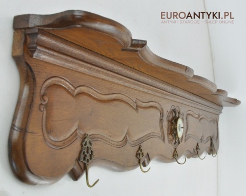 RZEŹBIONA DREWNIANA STARA GARDEROBA HAKI WIESZAK WIESZAKI Z LITEGO DREWNA ANTYK