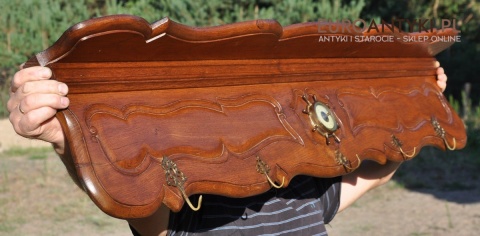 RZEŹBIONA DREWNIANA STARA GARDEROBA HAKI WIESZAK WIESZAKI Z LITEGO DREWNA ANTYK