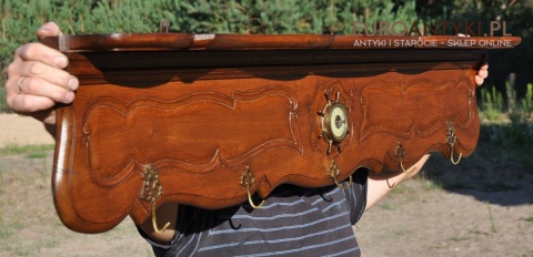 RZEŹBIONA DREWNIANA STARA GARDEROBA HAKI WIESZAK WIESZAKI Z LITEGO DREWNA ANTYK