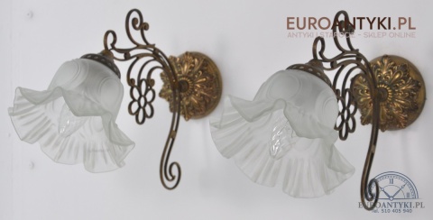 SECESYJNE KINKIETY Z KLOSZEM STARE LAMPKI LAMPY NA ŚCIANE ANTYKI