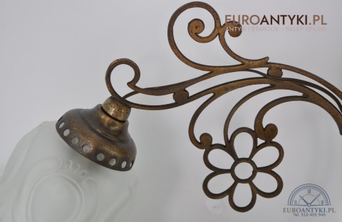 SECESYJNE KINKIETY Z KLOSZEM STARE LAMPKI LAMPY NA ŚCIANE ANTYKI