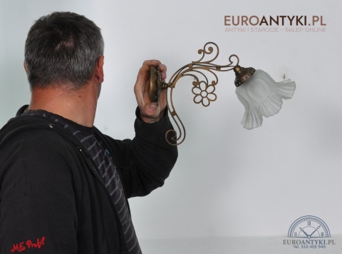 SECESYJNE KINKIETY Z KLOSZEM STARE LAMPKI LAMPY NA ŚCIANE ANTYKI