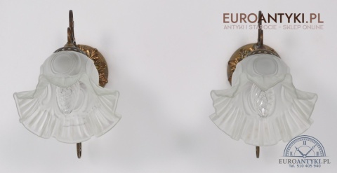 SECESYJNE KINKIETY Z KLOSZEM STARE LAMPKI LAMPY NA ŚCIANE ANTYKI