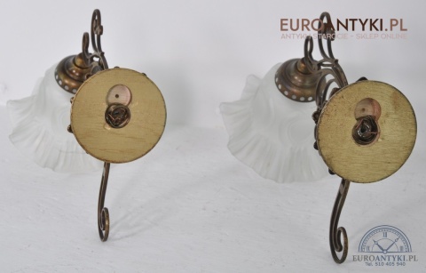 SECESYJNE KINKIETY Z KLOSZEM STARE LAMPKI LAMPY NA ŚCIANE ANTYKI