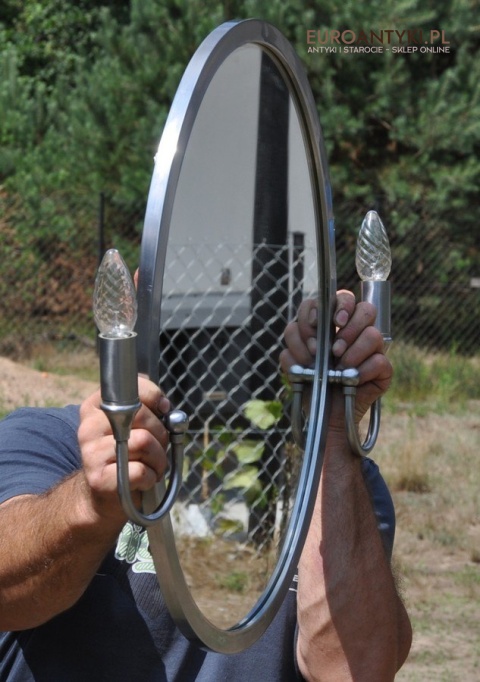 SREBRNE LUSTRO LUSTERKO Z KINKIETAMI Z LAMPAMI Z LAMPKAMI