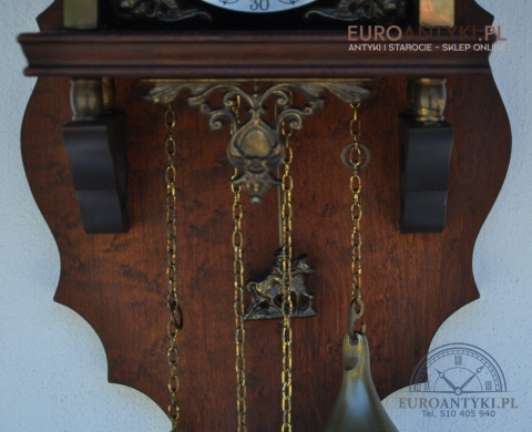 STARY HOLENDERSKI ZEGAR WISZĄCY ANTYK Z HOLANDII HOLENDER Z ATLASEM